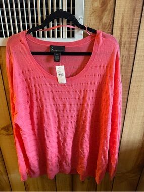 NWT Lane Bryant Coral Pink Textured Knit Top